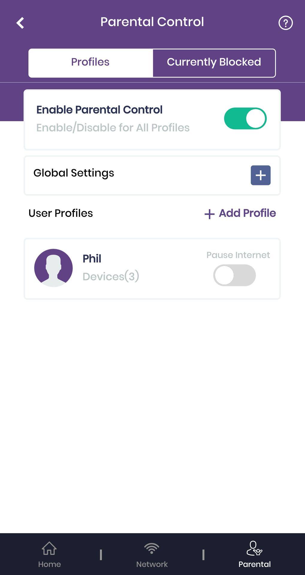 parental controls menu, click to load a larger version