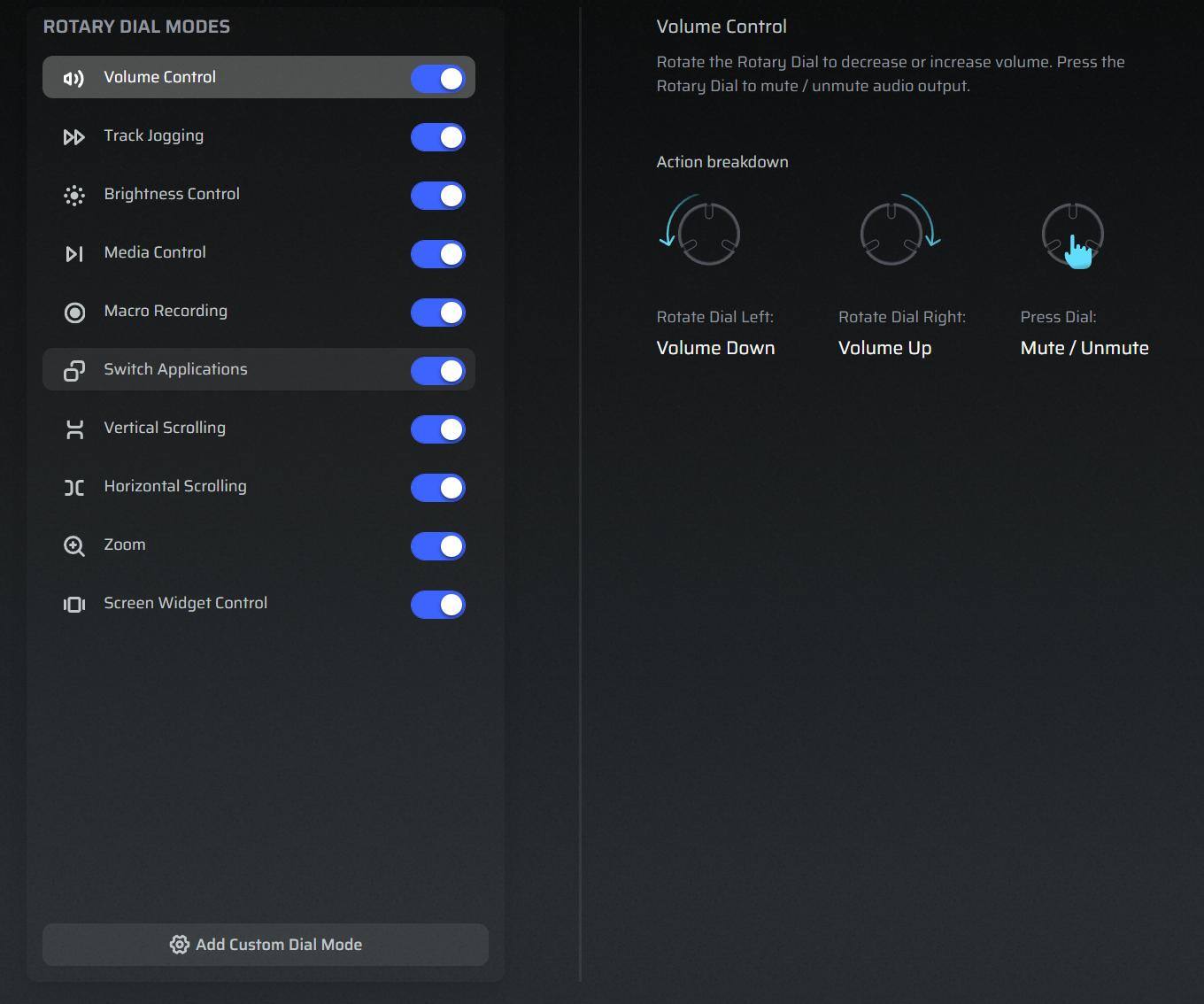 Vanguard 96 rotary dial modes, click to load a larger version