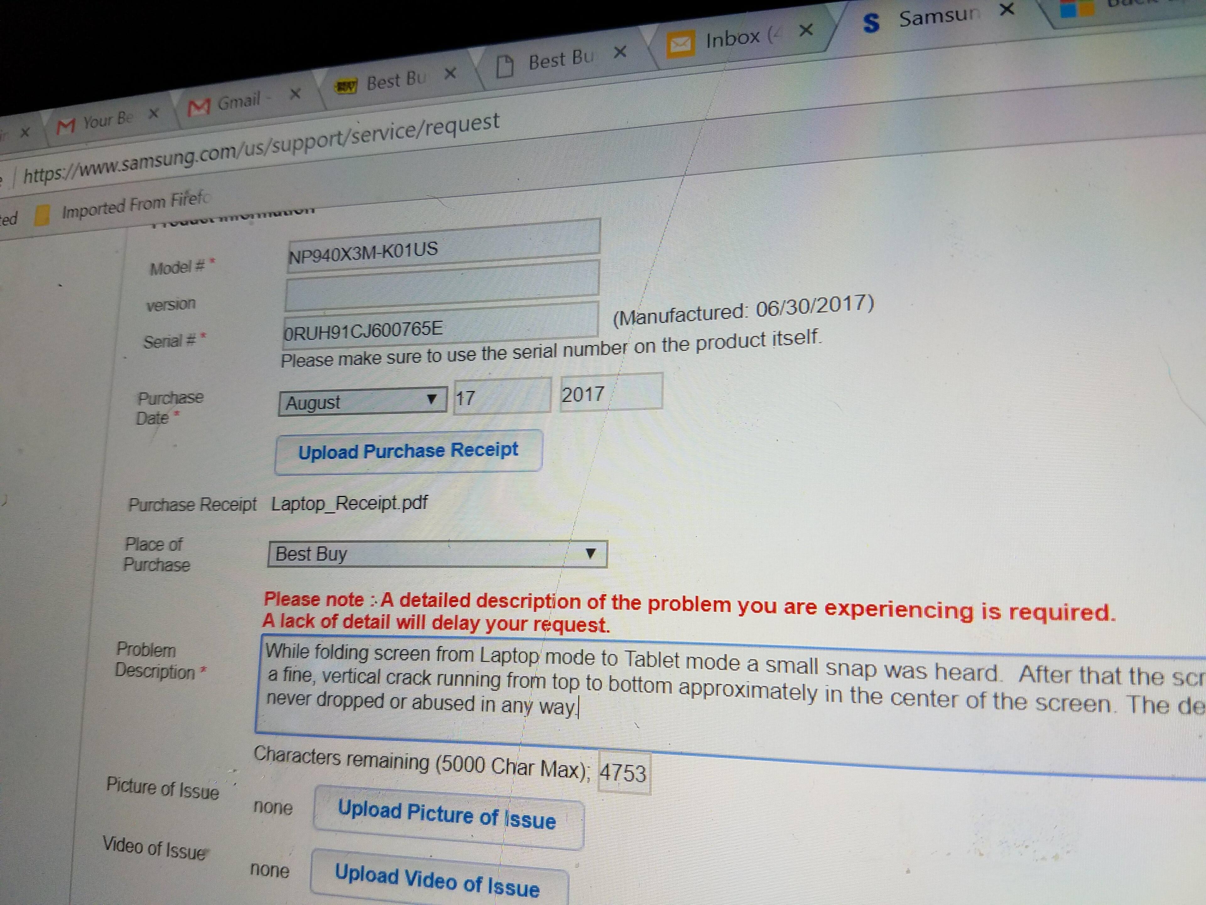 Single fine crack, no evidence of impact, click to load a larger version