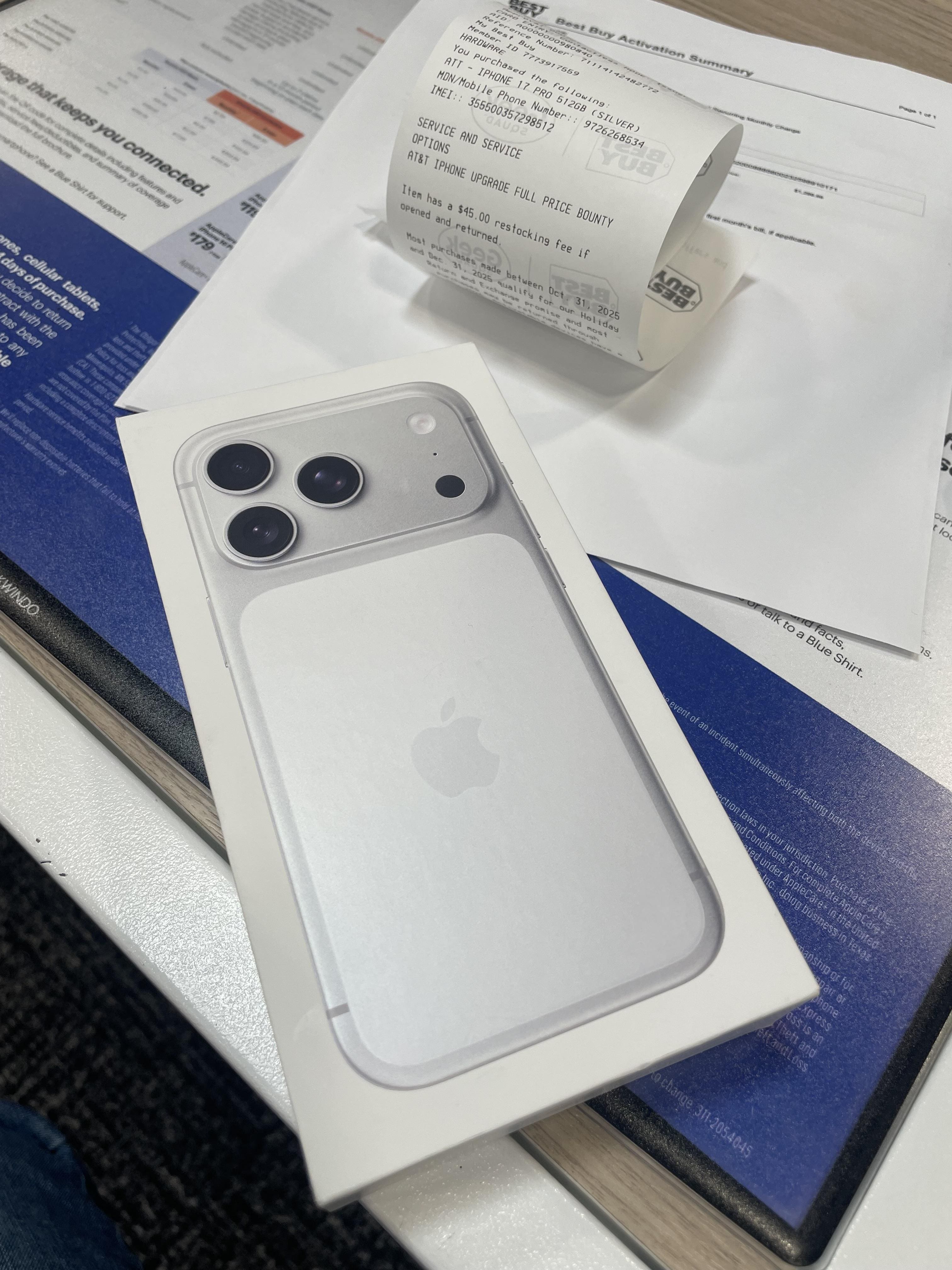 Apple iPhone 17 Pro 512GB Silver (AT&T) MG7N4LL/A - Best Buy