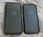 Pixel 4a5g (left) compared to the Pixel 3a (right). The "texture" on the screen is a reflection of my popcorn ceilings! Oops!, click to load a larger version