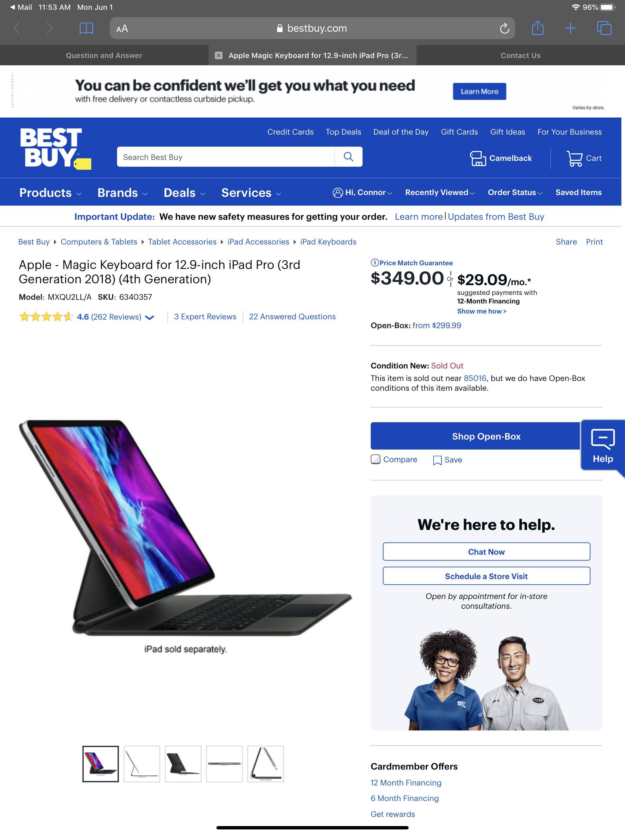 Apple Magic Keyboard for 12.9 inch iPad Pro (3rd Generation 2018