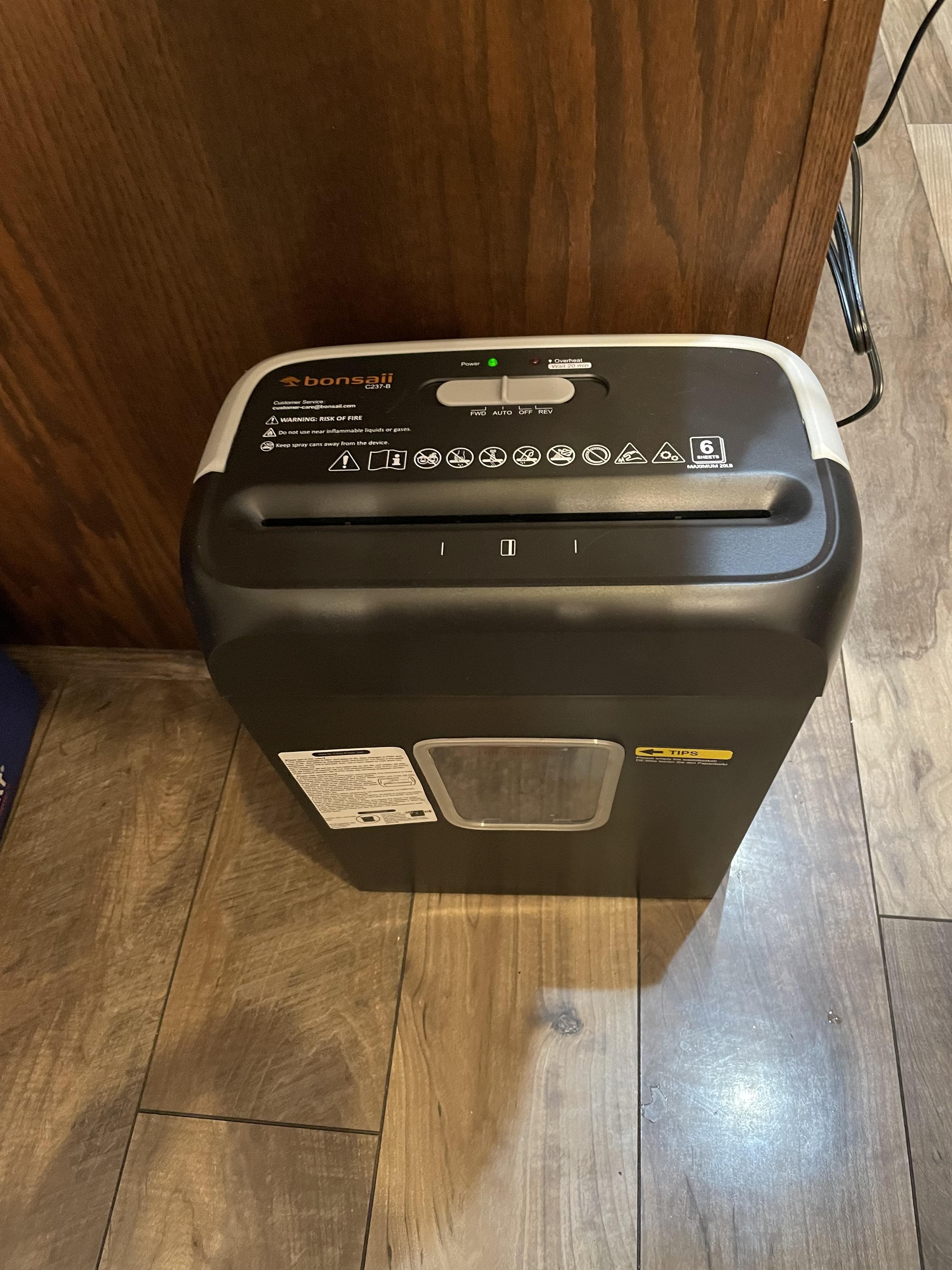 Bonsaii Paper Shredder, 3.4 Gal Wastebasket, 6 Sheet Crosscut