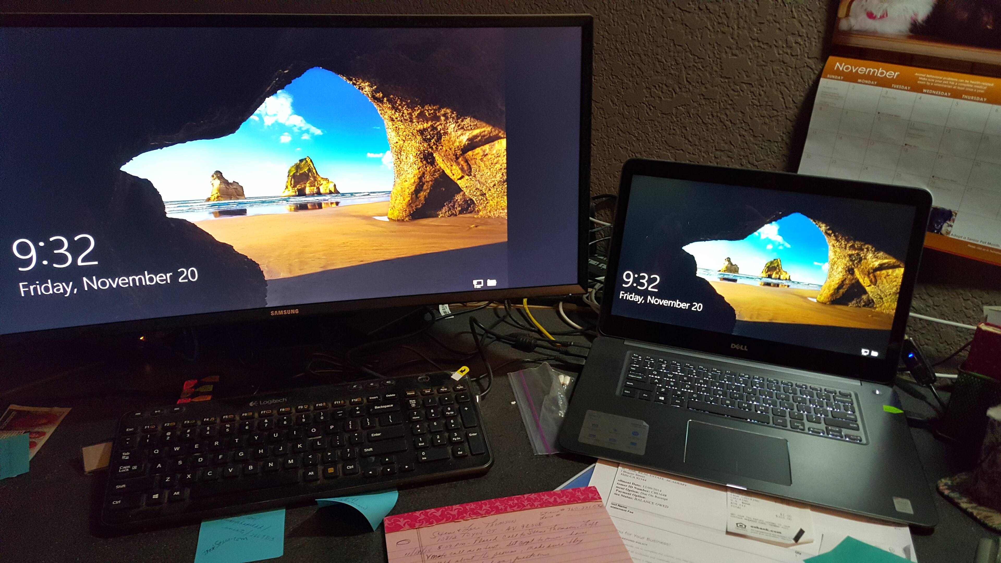 Dell Inspiron Lapto and Samsung Monitor, click to load a larger version