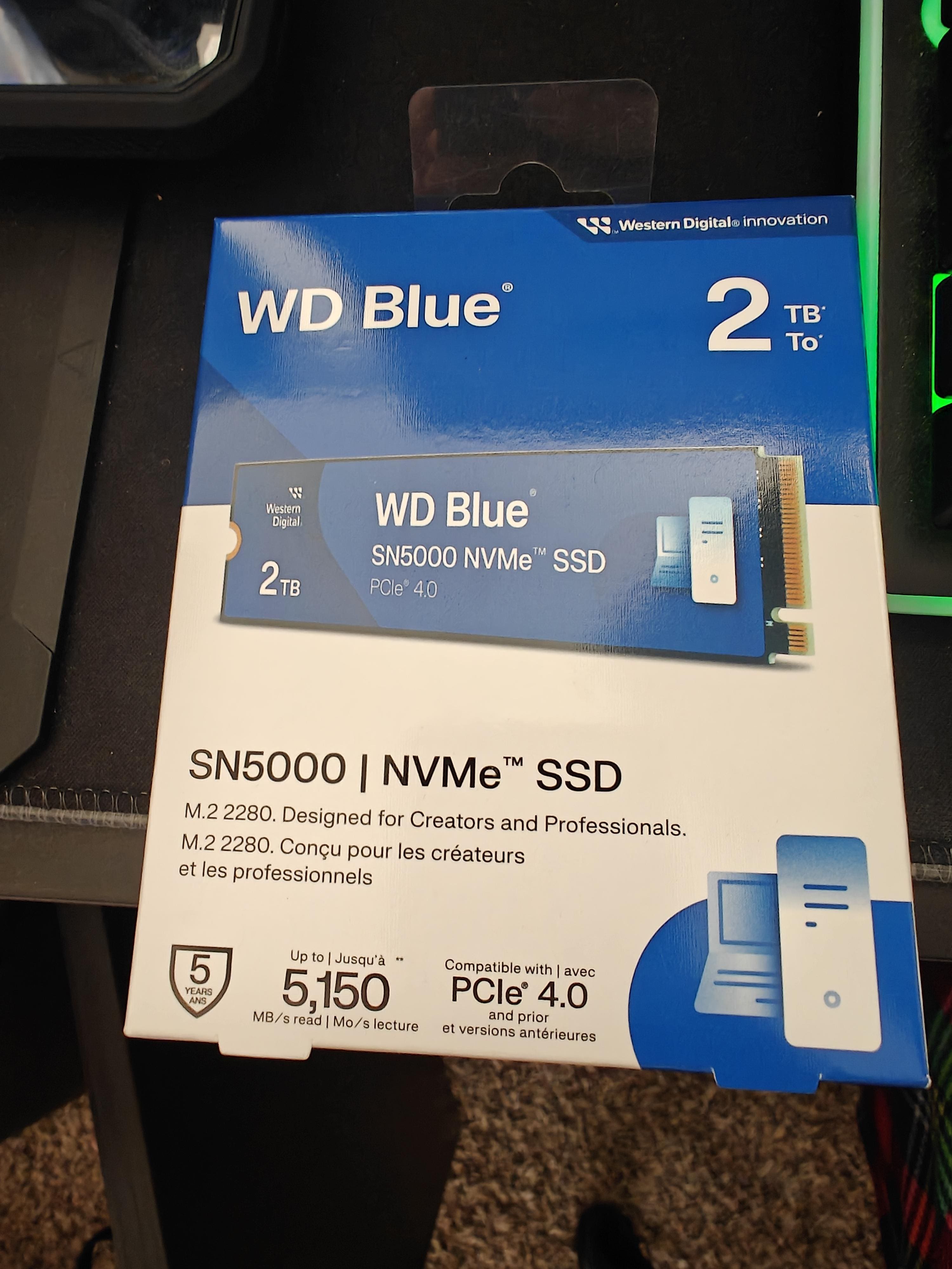 WD Blue SN5000 2TB Internal SSD PCIe Gen 4 x4 NVMe WDBS3F0020BNC