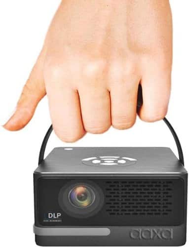 [6 Hr Battery] Worlds Brightest AAXA P6 Ultimate 1100 LED Lumens Smart Projector, WiFi BT Speaker, Wireles Mirroring – Gray/Black