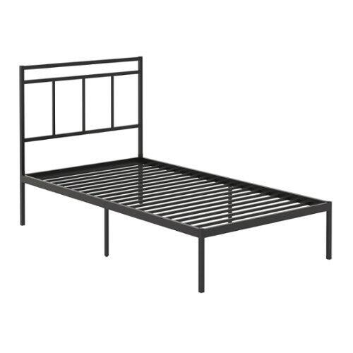 Sauder – Cannery Bridge Queen Metal Platform Bed Frame with Headboard – Black