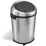 iTouchless - 18-Gal. Touchless Round Trash Can - Stainless Steel