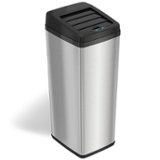 iTouchless - 14 Gallon Sliding Lid Sensor Trash Can with AbsorbX Odor Control System, Automatic Kitchen Bin - Stainless Steel