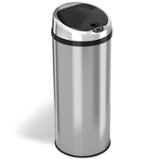 iTouchless - 13-Gal. Round Touchless Trash Can - Stainless Steel