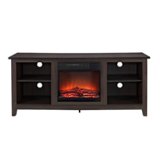 Walker Edison - 58" Open Storage Fireplace TV Stand for Most TVs Up to 65" - Espresso