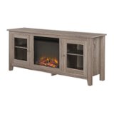 Walker Edison - Traditional Two Glass Door Fireplace TV Stand for Most TVs up to 65" - Driftwood