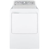 GE - 7.2 Cu. Ft. 4-Cycle Electric Dryer - White on white/silver