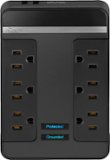Rocketfish™ - 6 Outlet/2 USB Swivel Wall Tap 2100 Joules Surge Protector - Black
