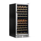 NewAir - 116-Bottle Dual Zone Built-in Wine Fridge with Quiet Operation and Beech Wood Shelves - Stainless steel