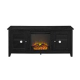 Walker Edison - 58" Transitional Two Glass Door Fireplace TV Stand for Most TVs up to 65" - Black
