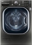 LG - 4.5 Cu. Ft. High-Efficiency Stackable Front-Load Washer with Steam and TurboWash Technology - Black Stainless Steel