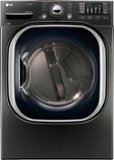 LG - 7.4 Cu. Ft. Stackable Smart Gas Dryer with Steam and Built-In Intelligence - Black Stainless Steel
