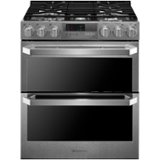 LG - SIGNATURE 7.3 Cu. Ft. Smart Slide-In Double Oven Dual Fuel True Convection Range with EasyClean and Power Burner - Textured Steel