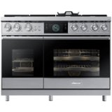 Dacor - Contemporary 6.6 Cu. Ft. Freestanding Double Oven Dual Fuel Four Part Convection Range with RealSteam, NG - Silver Stainless Steel