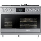 Dacor - Contemporary 6.6 Cu. Ft. Freestanding Double Oven Dual Fuel Four Part Convection Range with RealSteam, LP - Silver Stainless Steel