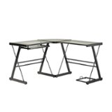 Walker Edison - L-Shaped Modern Glass Corner Computer Desk - Black Clear