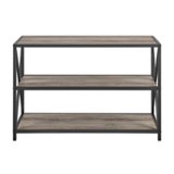 Walker Edison - 40" X-Frame Metal and Wood Media Bookshelf - Grey Wash