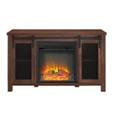 Walker Edison - Rustic Two Sliding Door Fireplace TV Stand for Most TVs up to 52" - Dark Walnut