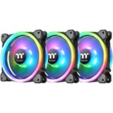 Thermaltake - Riing Trio 12 LED RGB Radiator Fan TT Premium Edition 120mm Case Cooling Fan Kit with RGB Lighting - Black
