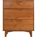 Walker Edison - Mid Century 3-Drawer Dresser - Caramel
