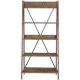 Walker Edison - Ladder Solid Pine Wood 4-Shelf Bookcase - Brown