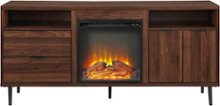 Walker Edison - Modern Two Drawer Fireplace TV Stand for Most TVs up to 65” - Dark Walnut