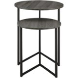 Walker Edison - V-Leg Nesting End/Side Table (Set of 2) - Slate Gray/Black