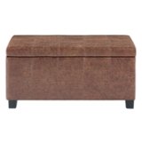 Simpli Home - Dover Rectangular Contemporary Wood/Foam Bench Ottoman With Inner Storage - Distressed Umber Brown