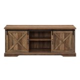 Walker Edison - Rustic Farmhouse Sliding Door TV Stand for Most Flat-Panel TV's up to 78" - Rustic Oak