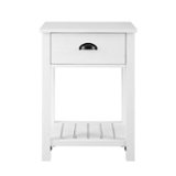 Walker Edison - 18" 1-Drawer Country Side Table - Brushed White