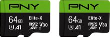 PNY - 64GB Elite-X Class 10 U3 V30 microSDXC Flash Memory Card 2-Pack