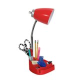Limelights - Gooseneck Organizer Desk Lamp with iPad Tablet Stand Book Holder and USB port - Red