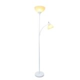Simple Designs Floor Lamp with Reading Light, White