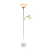 Simple Designs Floor Lamp with Reading Light, Silver