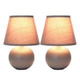 Simple Designs - Mini Ceramic Globe Table Lamp 2 Pack Set - Gray