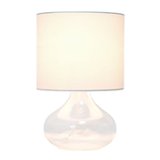 Simple Designs - Glass Raindrop Table Lamp with Fabric Shade - Clear/White