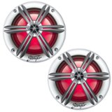 Stinger - 6.5” 2-Way Marine Coaxial LED Illuminated Speakers with Poly Carbon Cones (Pair) - Silver