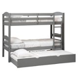 Walker Edison - Rustic Solid Wood Twin Over Twin Bunk with Trundle - Grey