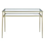 Walker Edison - Rayna 48" Two Tier Glass and Metal Desk - Gold