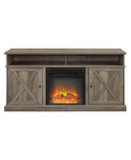 Walker Edison - Farmhouse Tall Barndoor Soundbar Storage Fireplace TV Stand for Most TVs up to 65" - Grey Wash