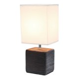 Simple Designs - Petite Faux Stone Table Lamp with Fabric Shade - Brown base/White shade