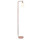 Simple Designs - Modern Iron Lantern Floor Lamp with Glass Shade - Rose Gold
