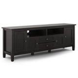 Simpli Home - Warm Shaker solid wood 72 in Wide TV Media Stand & For TVs up to 80 inches - Hickory Brown