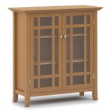 Simpli Home - Bedford solid wood 39 inch Wide Transitional Medium Storage Cabinet - Light Golden Brown